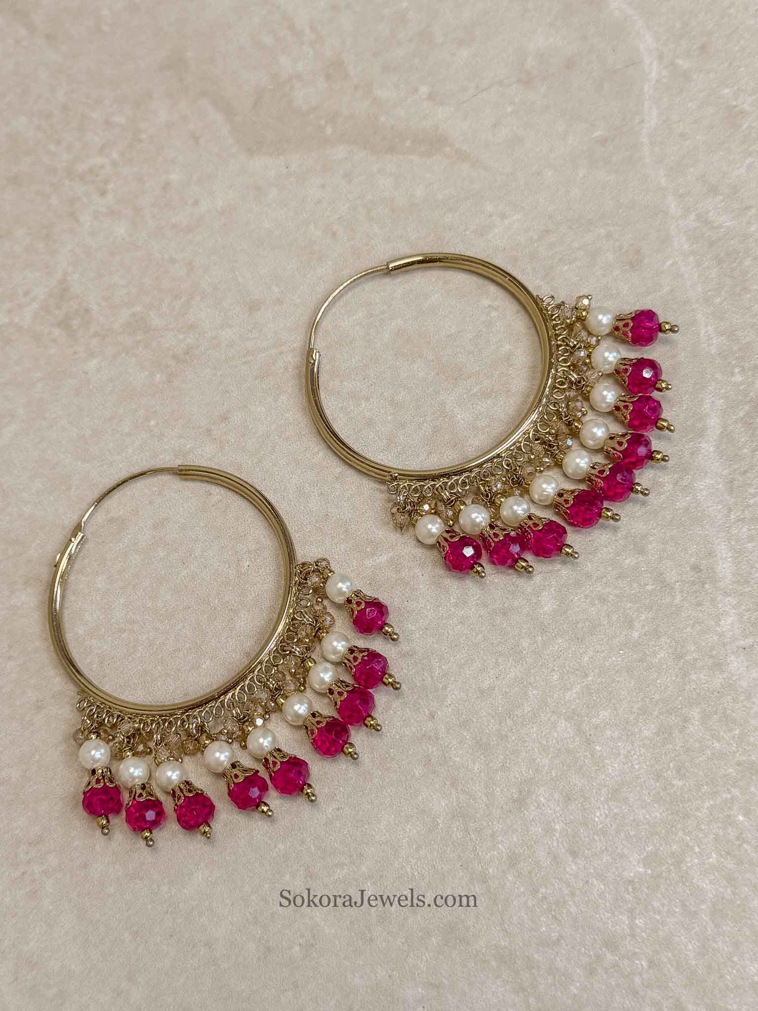 Bineesh Colourful Bead Hoops