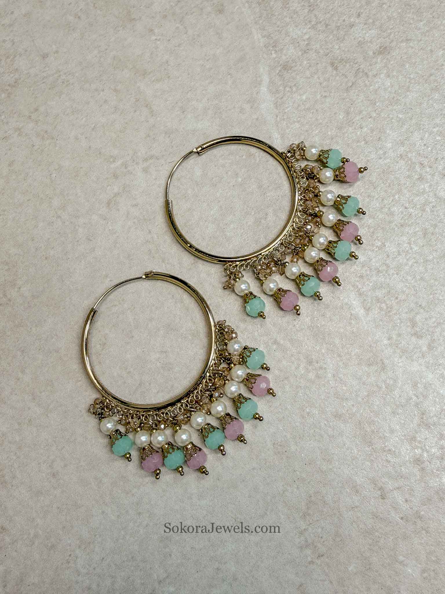 Bineesh Colourful Bead Hoops