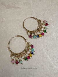 Bineesh Colourful Bead Hoops