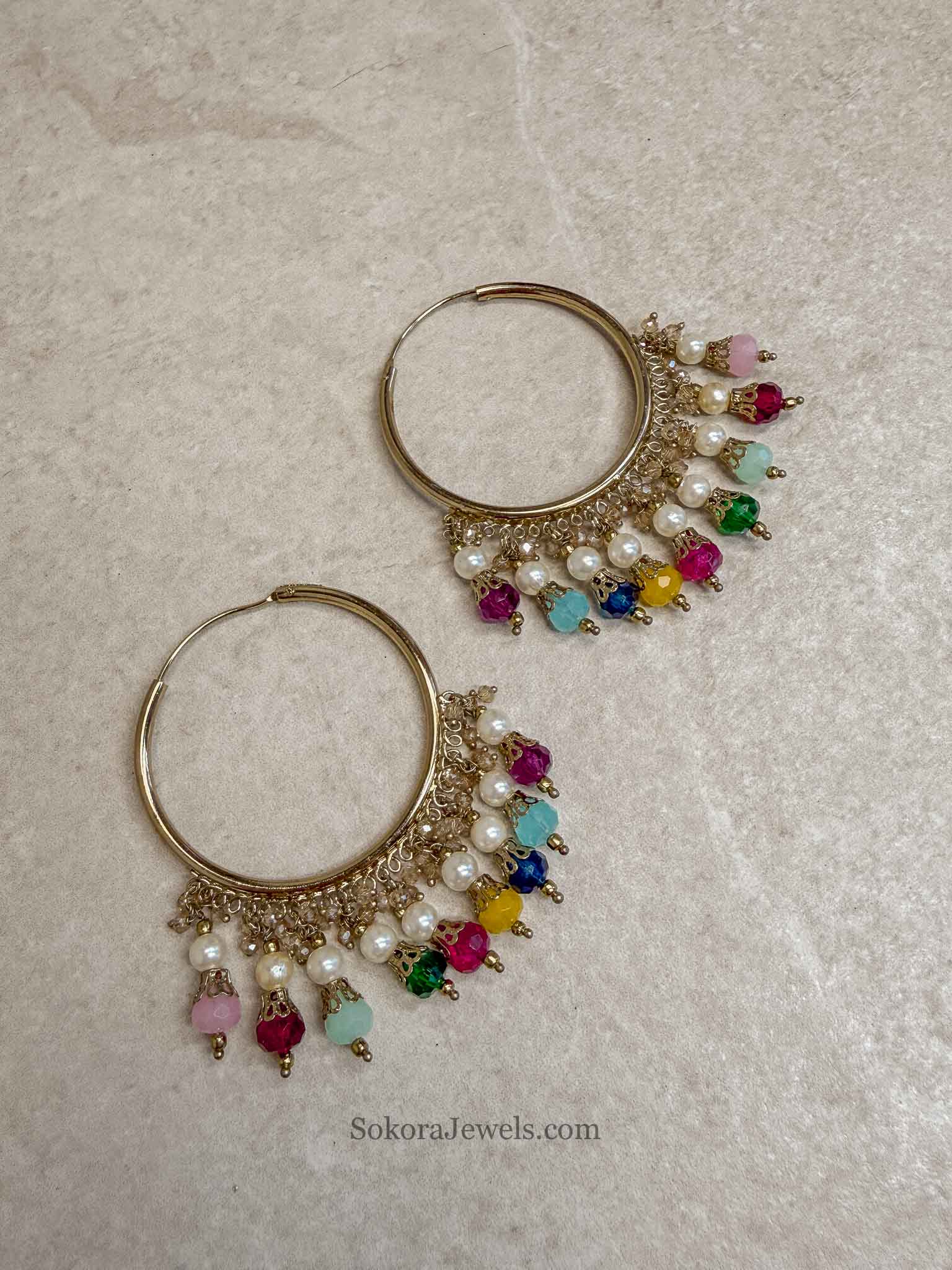 Bineesh Colourful Bead Hoops