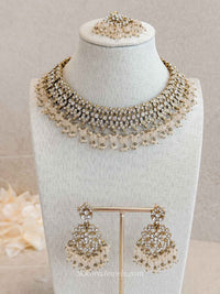 Teah Clear Crystal & Antique Gold Necklace sets