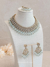 Teah Clear Crystal & Antique Gold Necklace sets