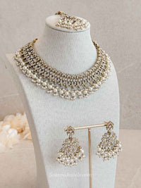 Teah Clear Crystal & Antique Gold Necklace sets