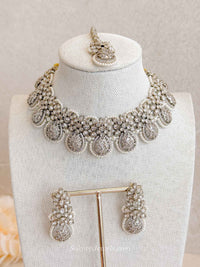 Antique Gold & Diamante Bridal Necklace Set - Clear