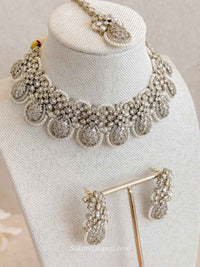Antique Gold & Diamante Bridal Necklace Set - Clear