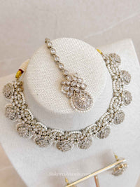 Antique Gold & Diamante Bridal Necklace Set - Clear