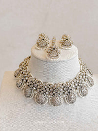 Antique Gold & Diamante Bridal Necklace Set - Clear