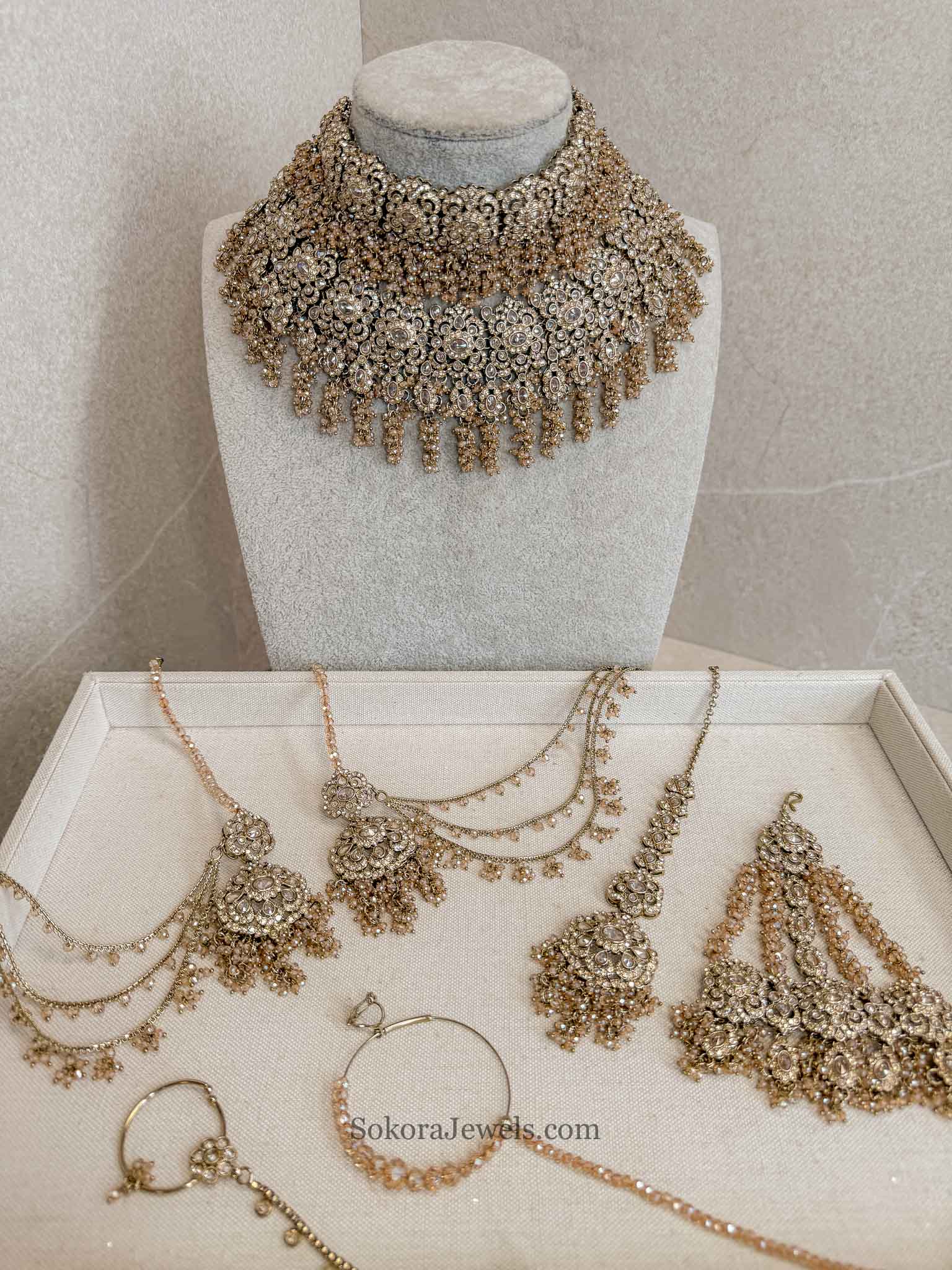 Asha Champagne Zircon Bridal Jewellery Set