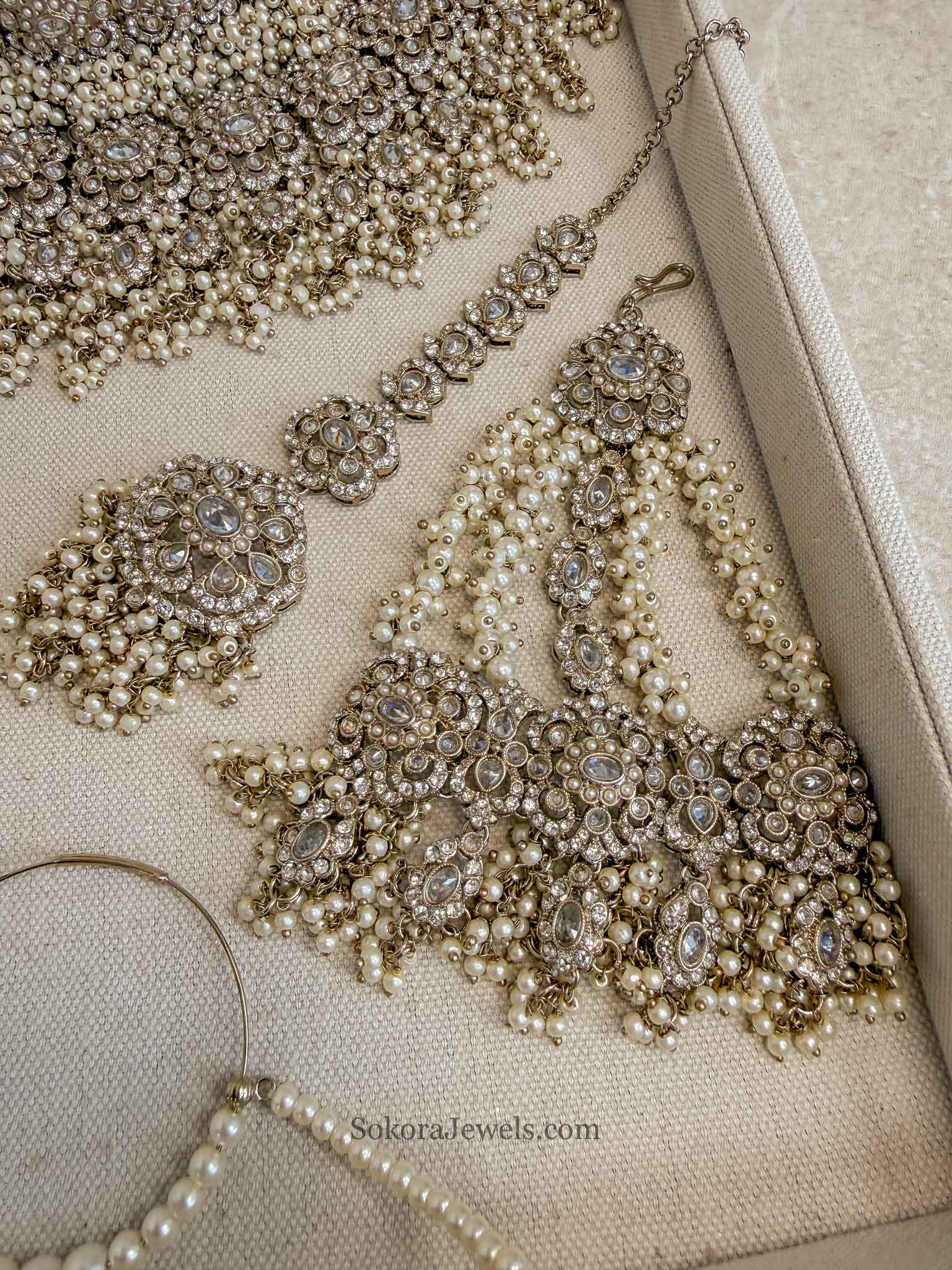 Asha Pearl Zircon Bridal Jewellery Set