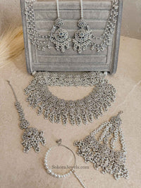 Asha Silver Zircon Bridal Jewellery Set
