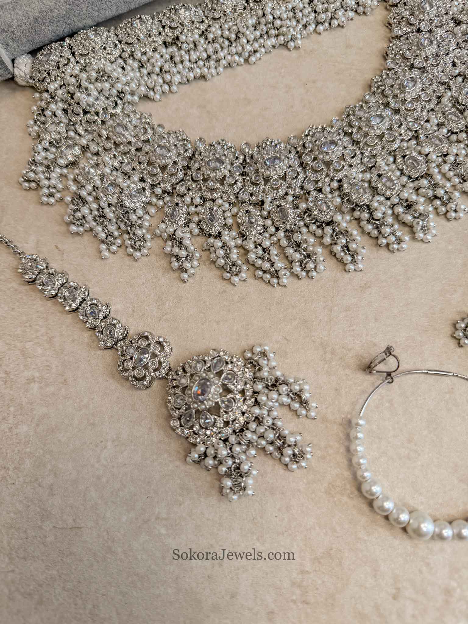 Asha Silver Zircon Bridal Jewellery Set