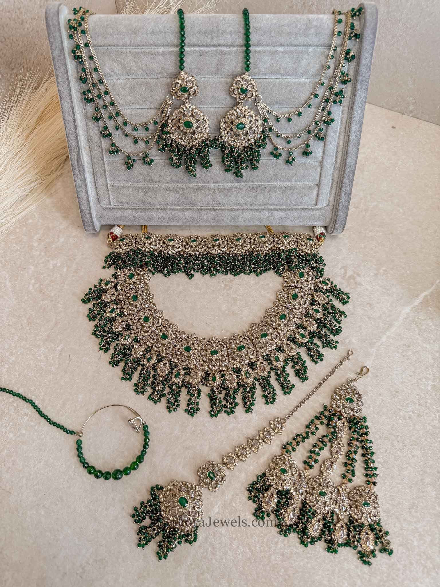 Asha Green Zircon Bridal Jewellery Set
