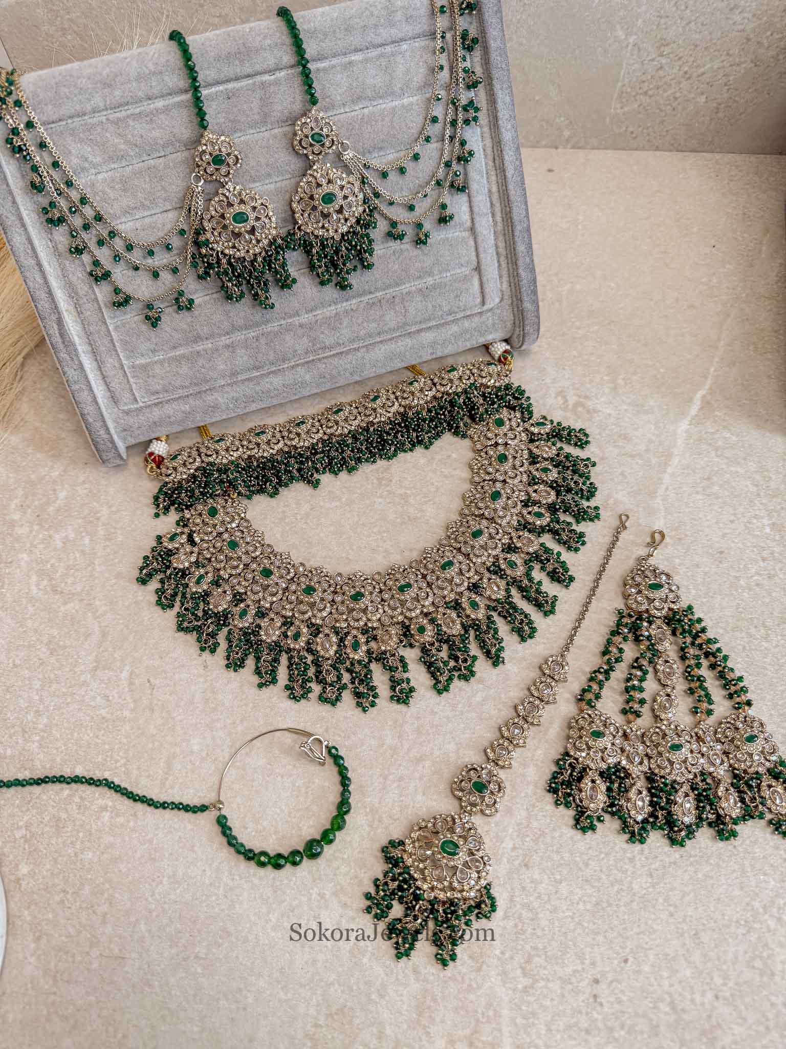 Asha Green Zircon Bridal Jewellery Set
