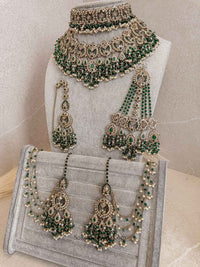 Zariya Emerald Green & Golden Crystal Bridal Set