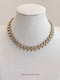 Thin Antique Gold Crystal Necklace