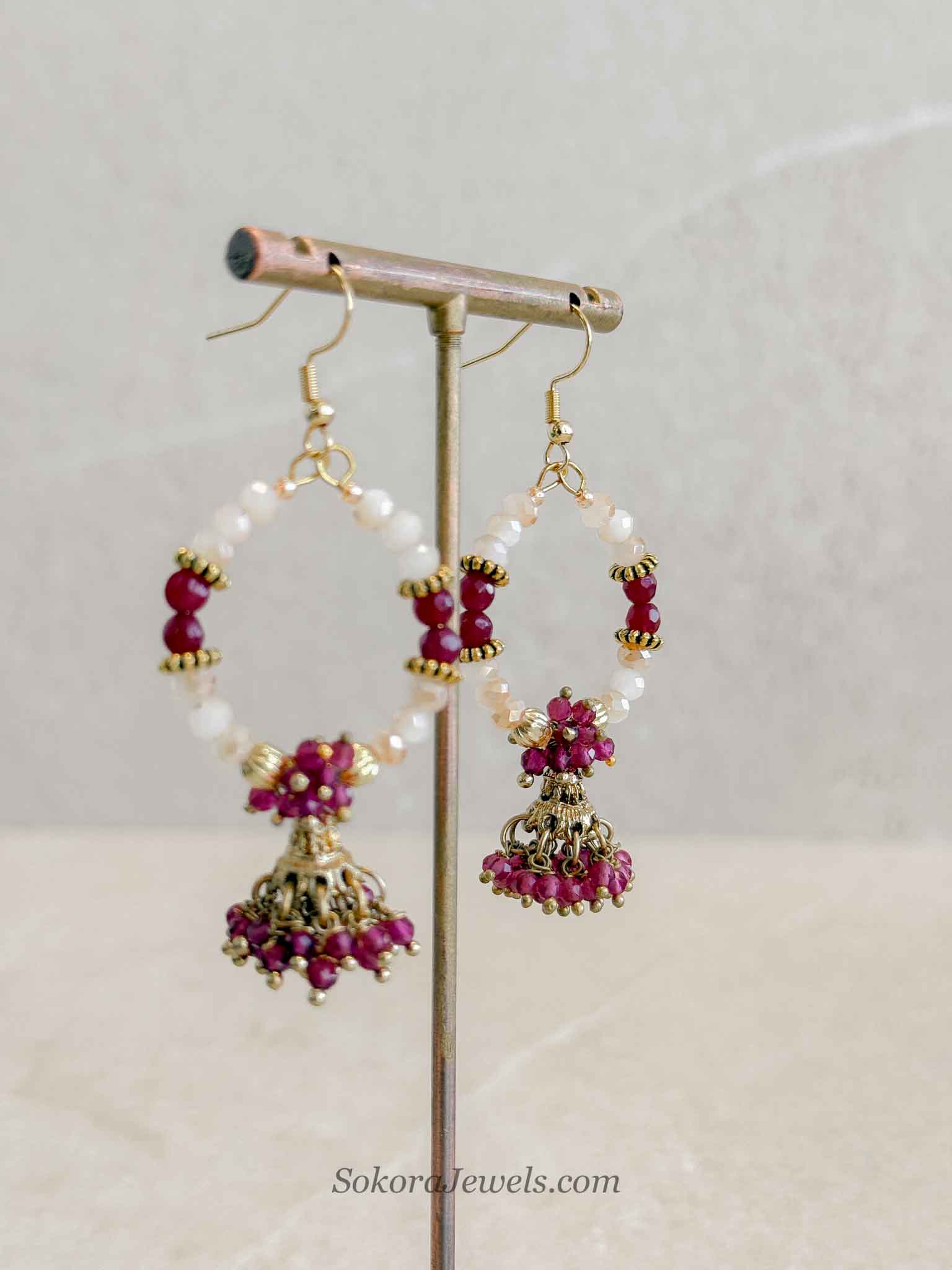 Small Ruby Jhumka Hoops