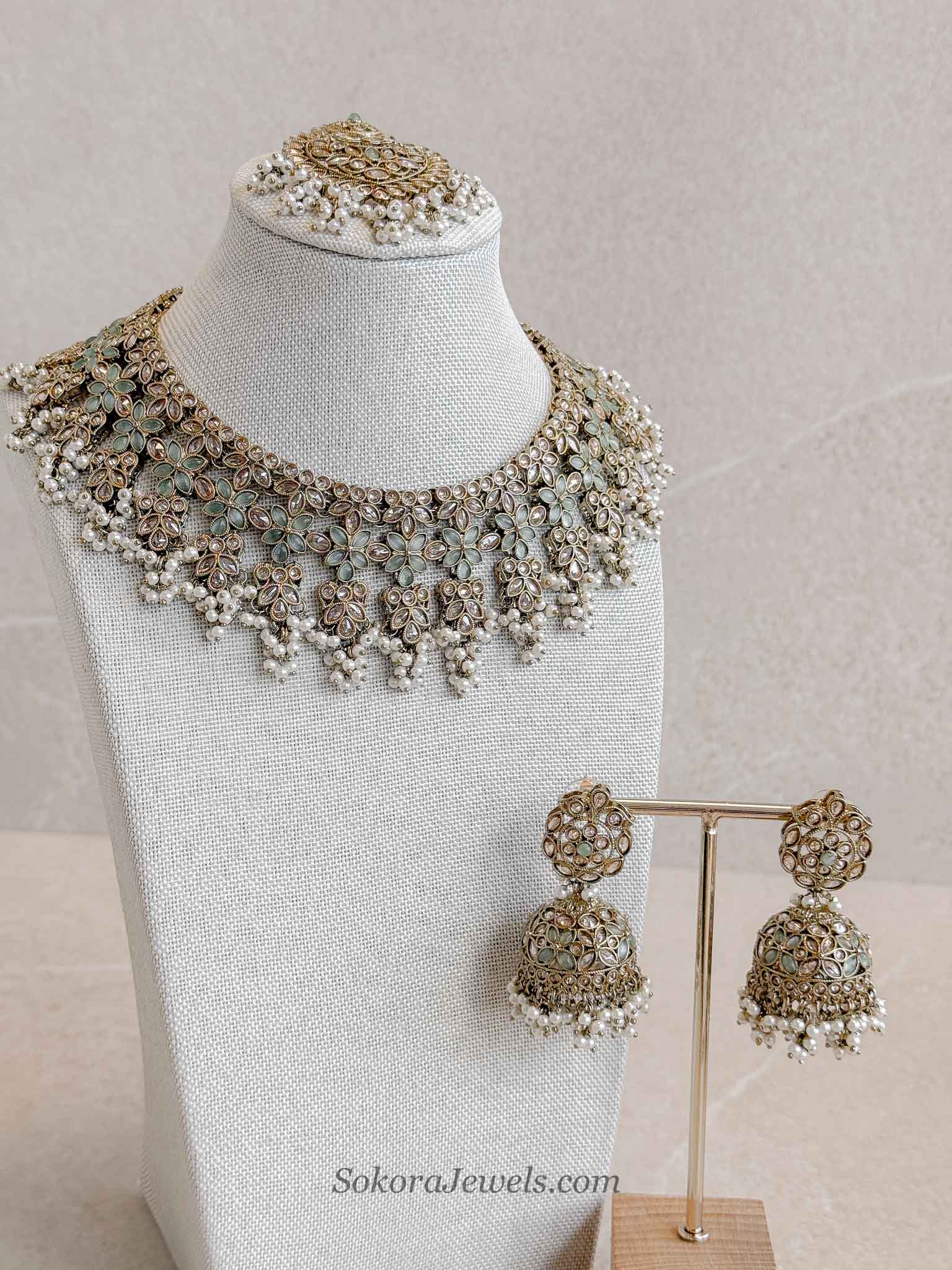 Jazbeen Necklace Set - Mint
