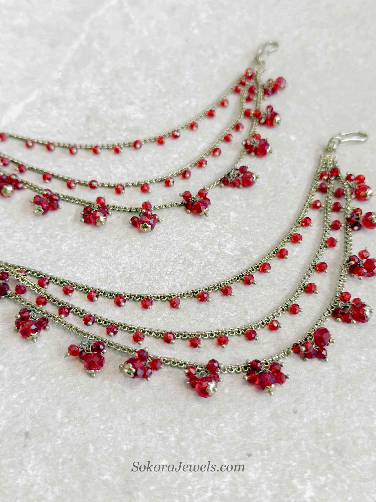 Red Beaded Earring Chains