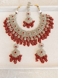 Asha Red Zircon Bridal Jewellery Set