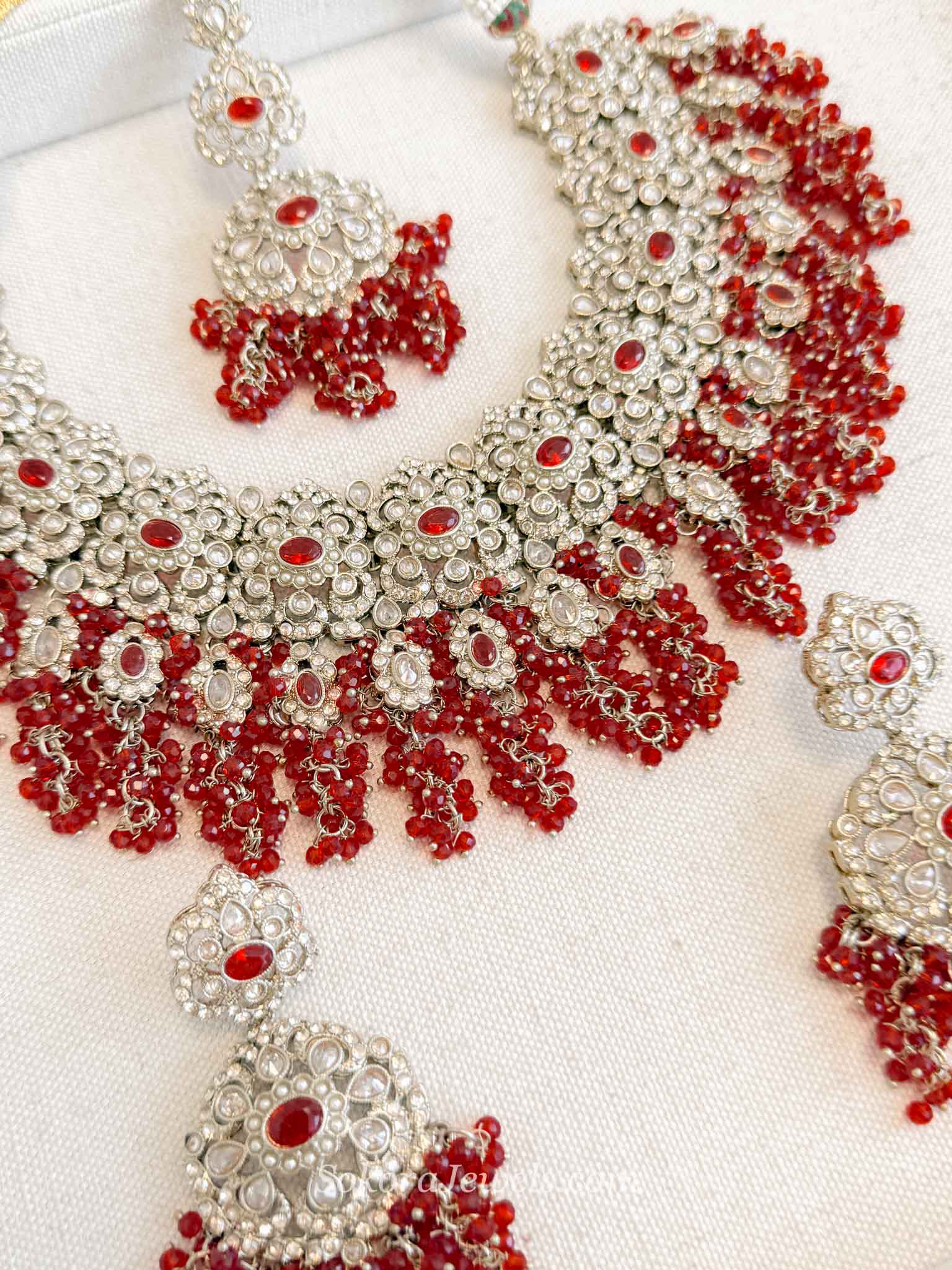 Asha Red Zircon Bridal Jewellery Set
