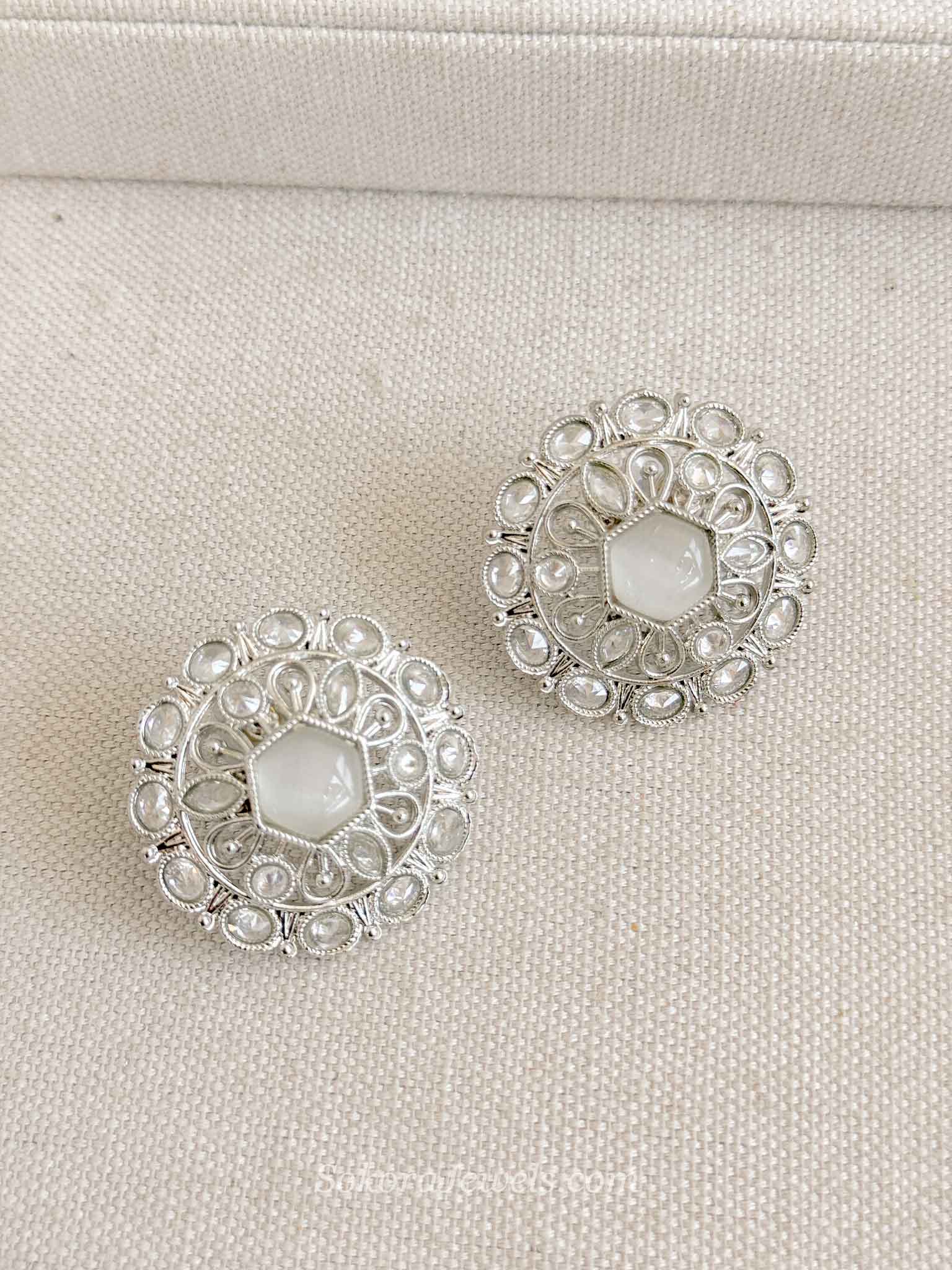 Silver Crystal Earring Tops