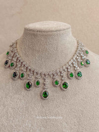 Silver Diamante necklace - Green
