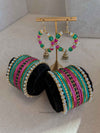 Bangle & Jhumka Earring Box Set - Pink & Teal