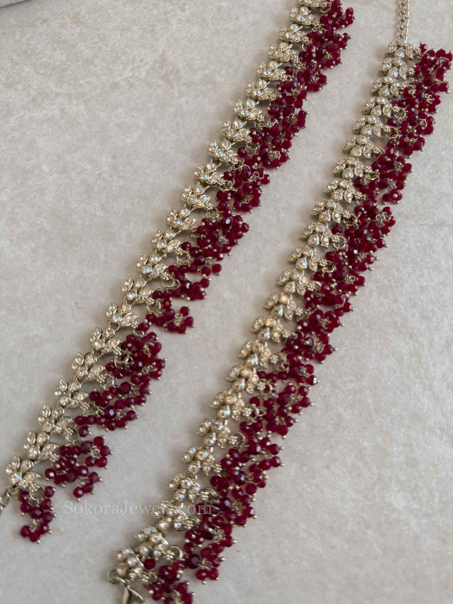Maroon Bead Anklets