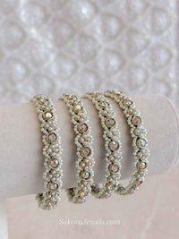 Pearl-Edged Crystal Kada Bangles