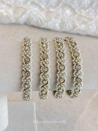 Pearl-Edged Crystal Kada Bangles