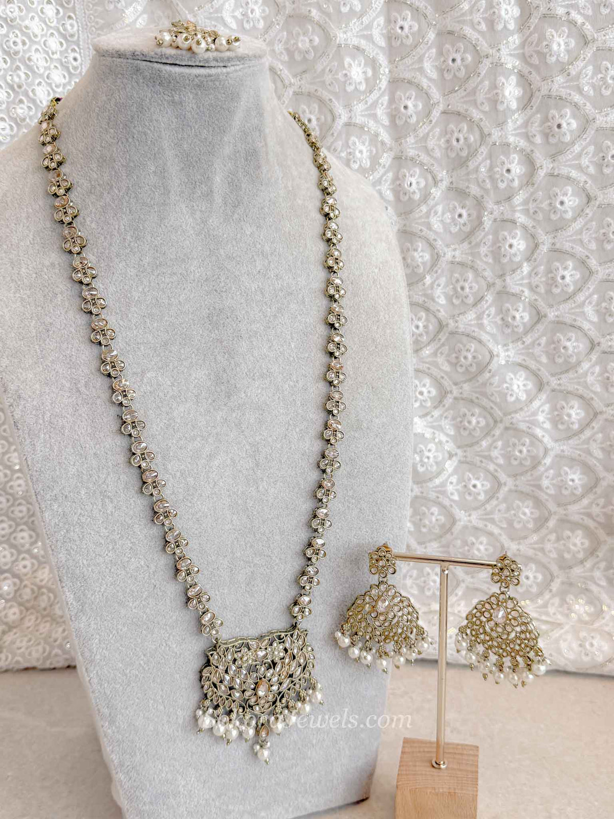 Long Golden Mala set with Earrings