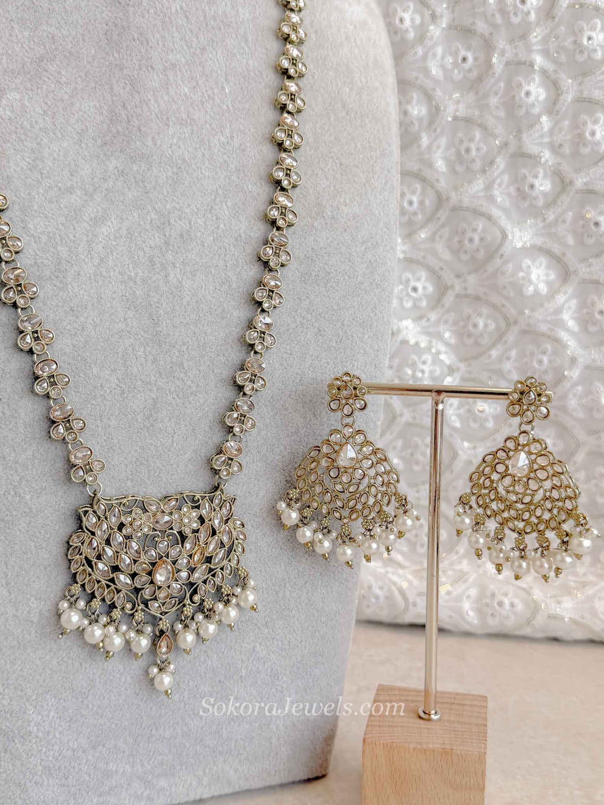Long Golden Mala set with Earrings