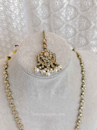 Long Golden Mala set with Earrings