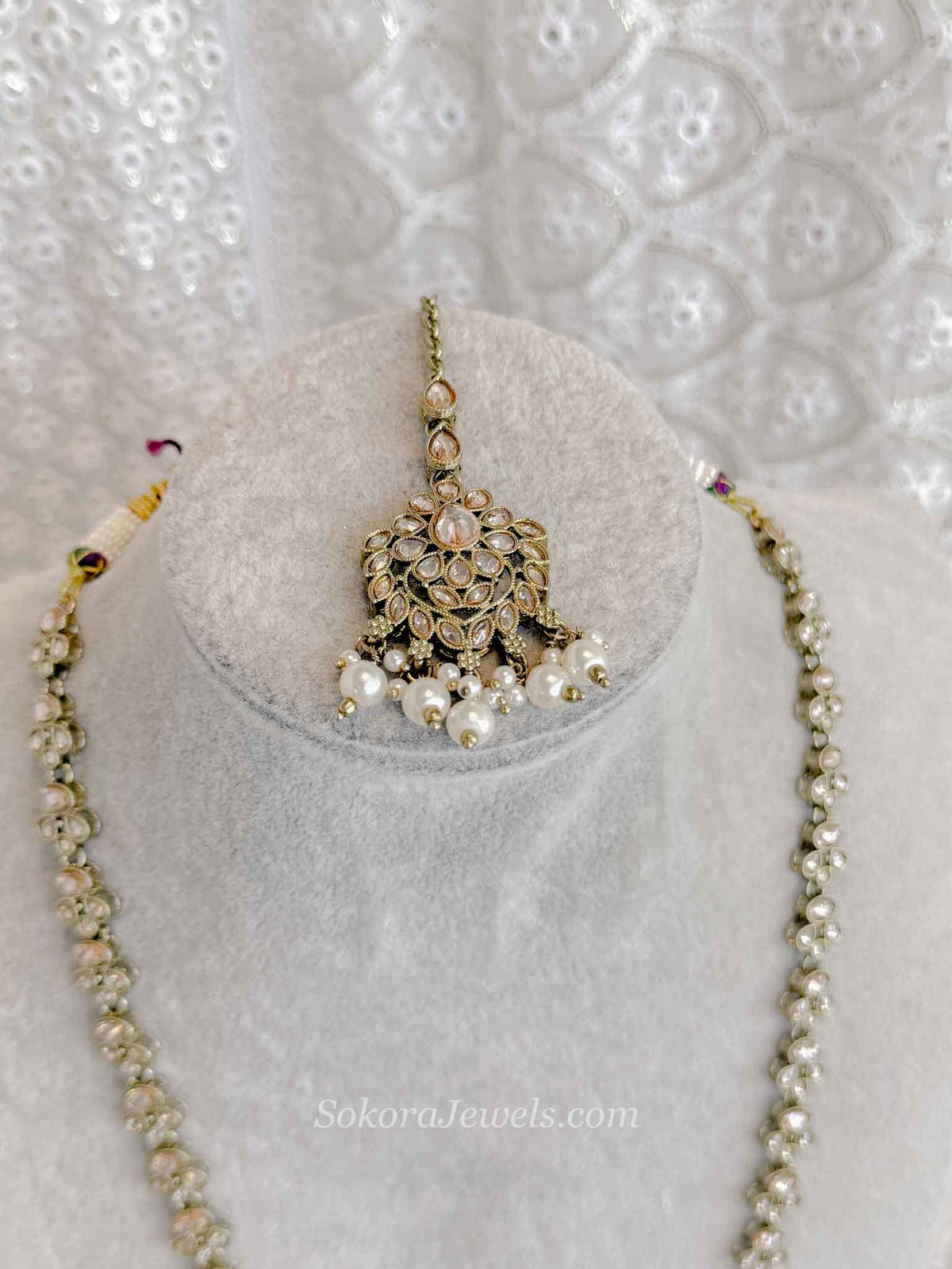 Long Golden Mala set with Earrings