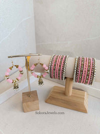 Bangles & Jhumka Earring Set - Bubblegum Pink