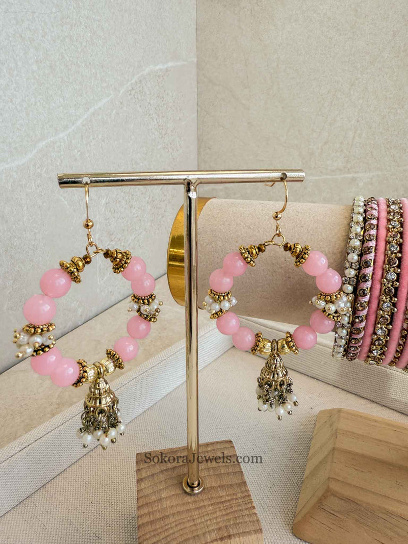 Bangles & Jhumka Earring Set - Bubblegum Pink