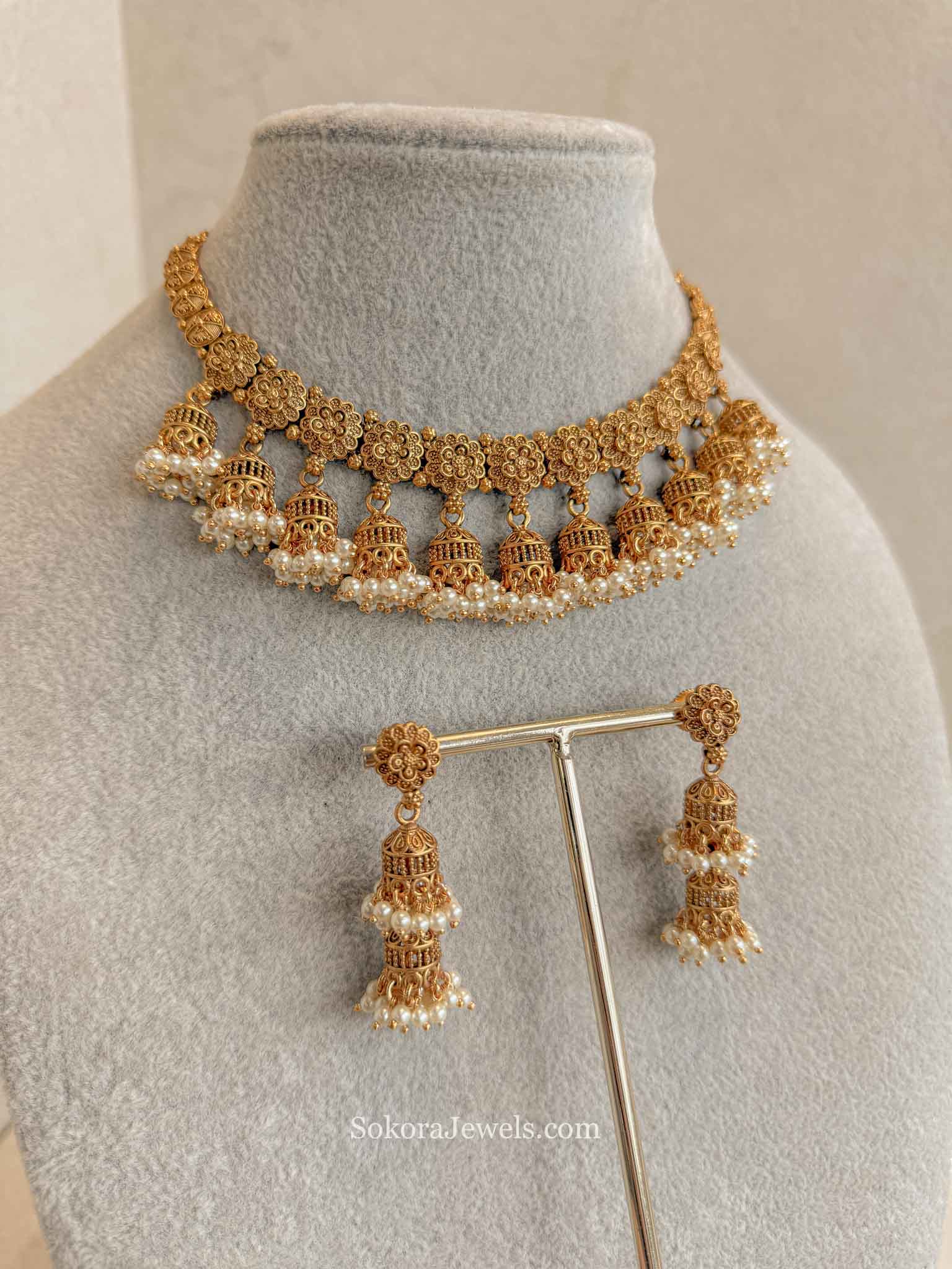 Nura Jhumka Detail Necklace set