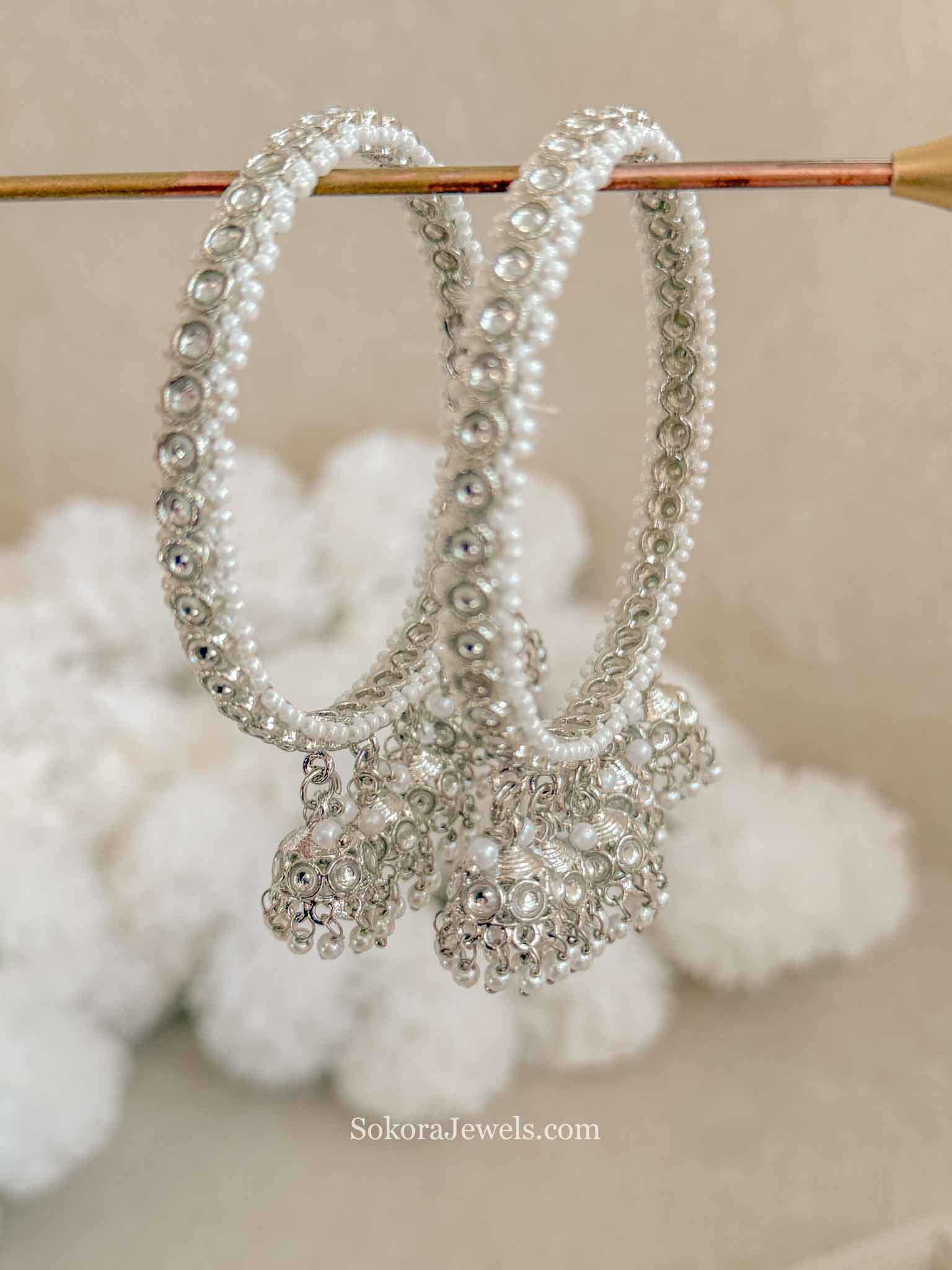 Silver 5 Jhumka Drop Bangles