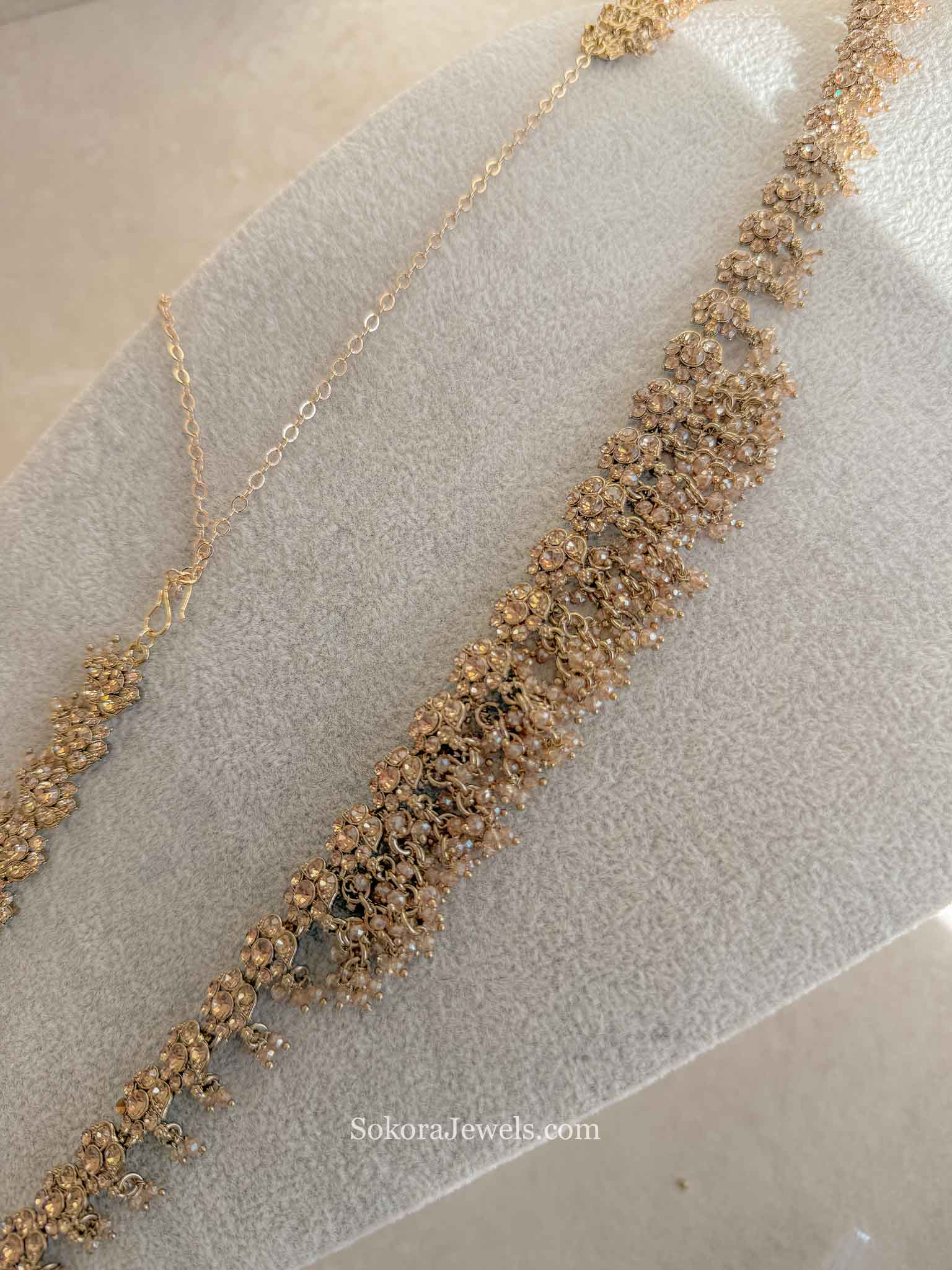 Floral Golden Crystal Beaded Waist chain