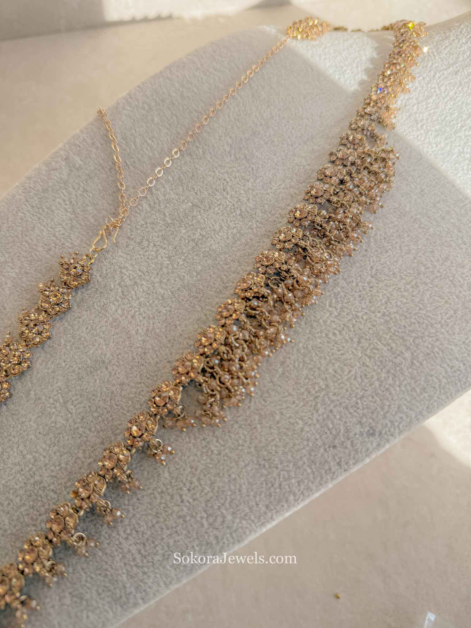 Floral Golden Crystal Beaded Waist chain