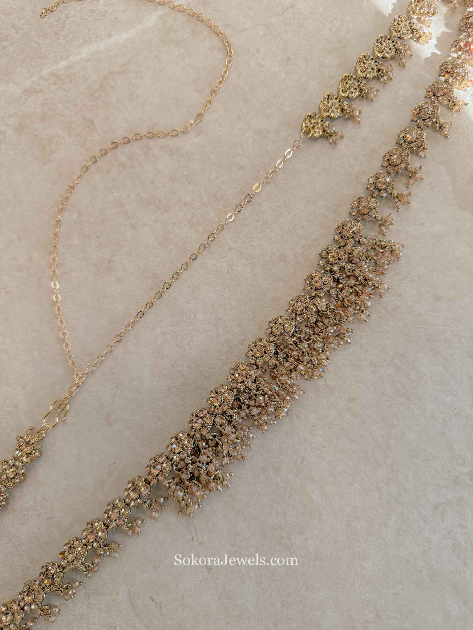 Floral Golden Crystal Beaded Waist chain