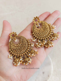 Triple Jhumka Large Chandbali Earrings