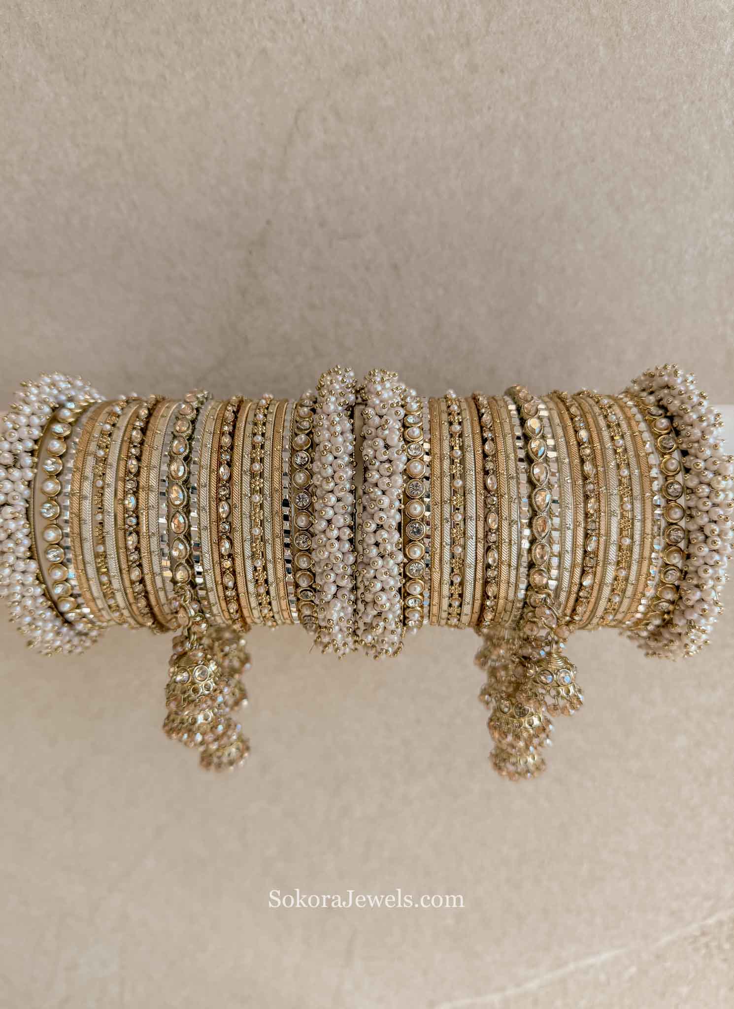 Savanna Luxury Bridal Bangle Set - Clear Gold