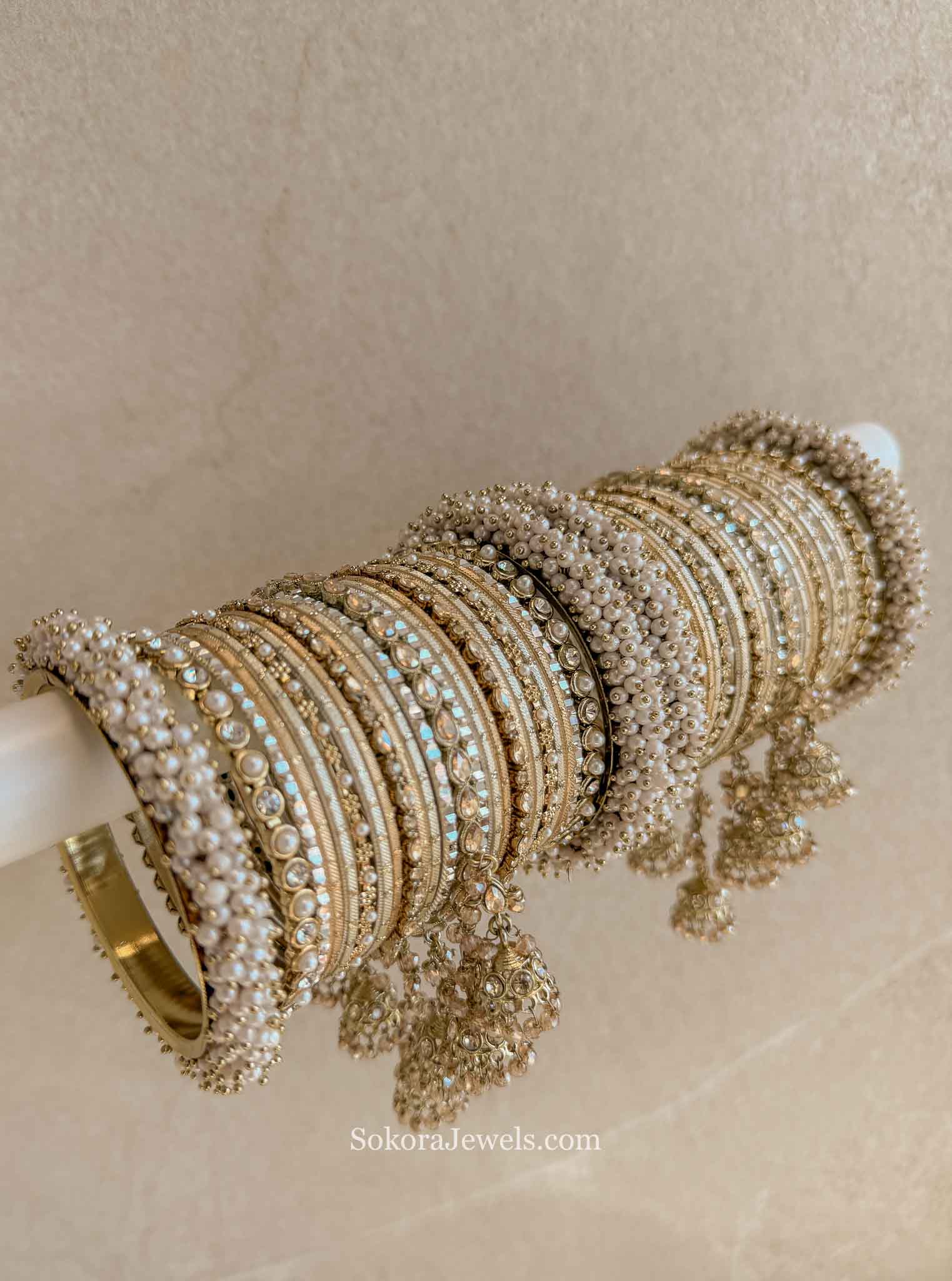 Savanna Luxury Bridal Bangle Set - Clear Gold