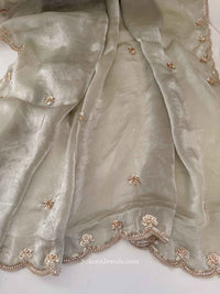 Sage Embellished Occasion Dupatta - Grey