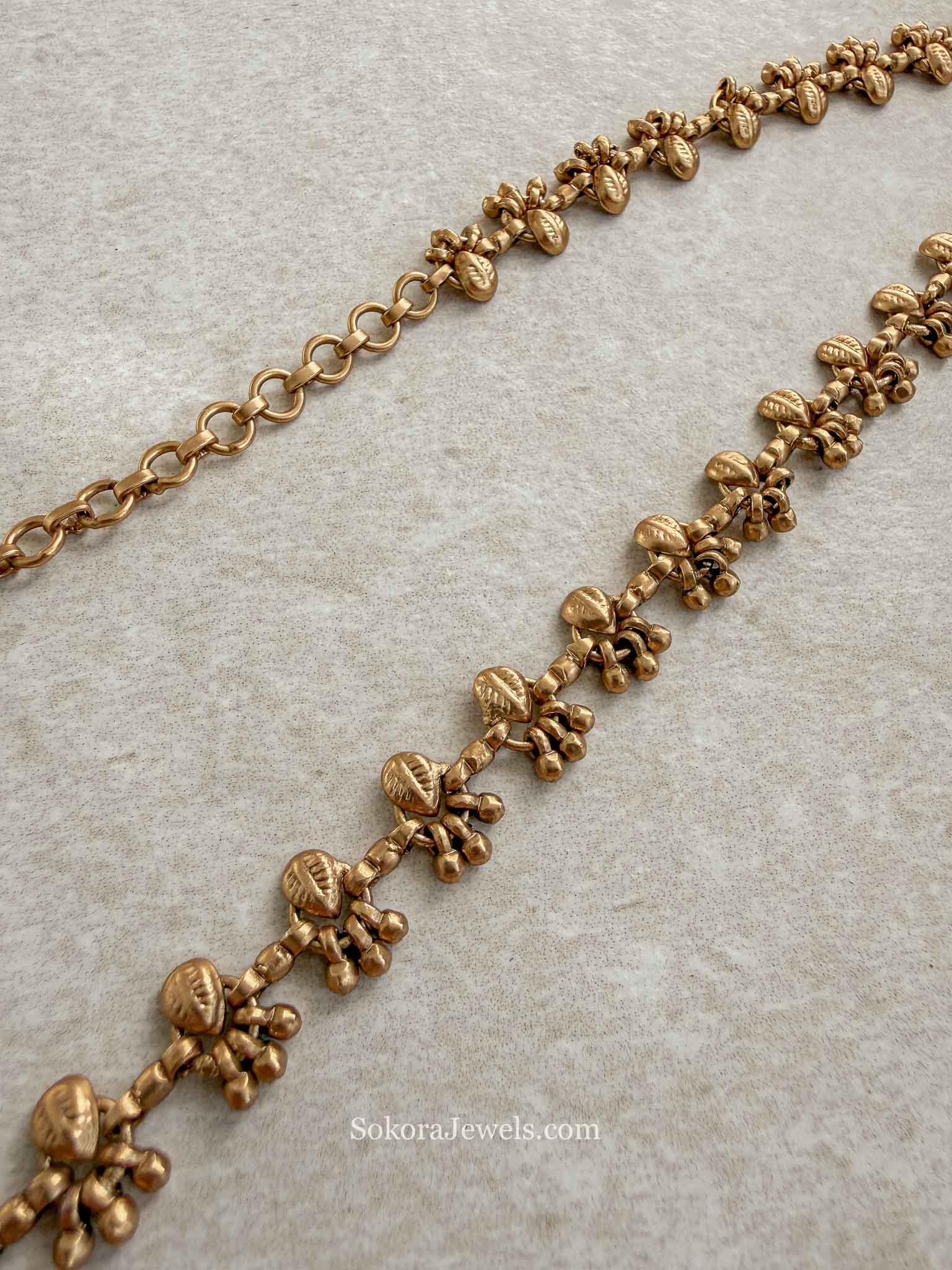 Gold Leaf and Ball bead Detail Waist chain