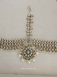 Luxury Clear Crystal & Pearl Bridal Mathapatti