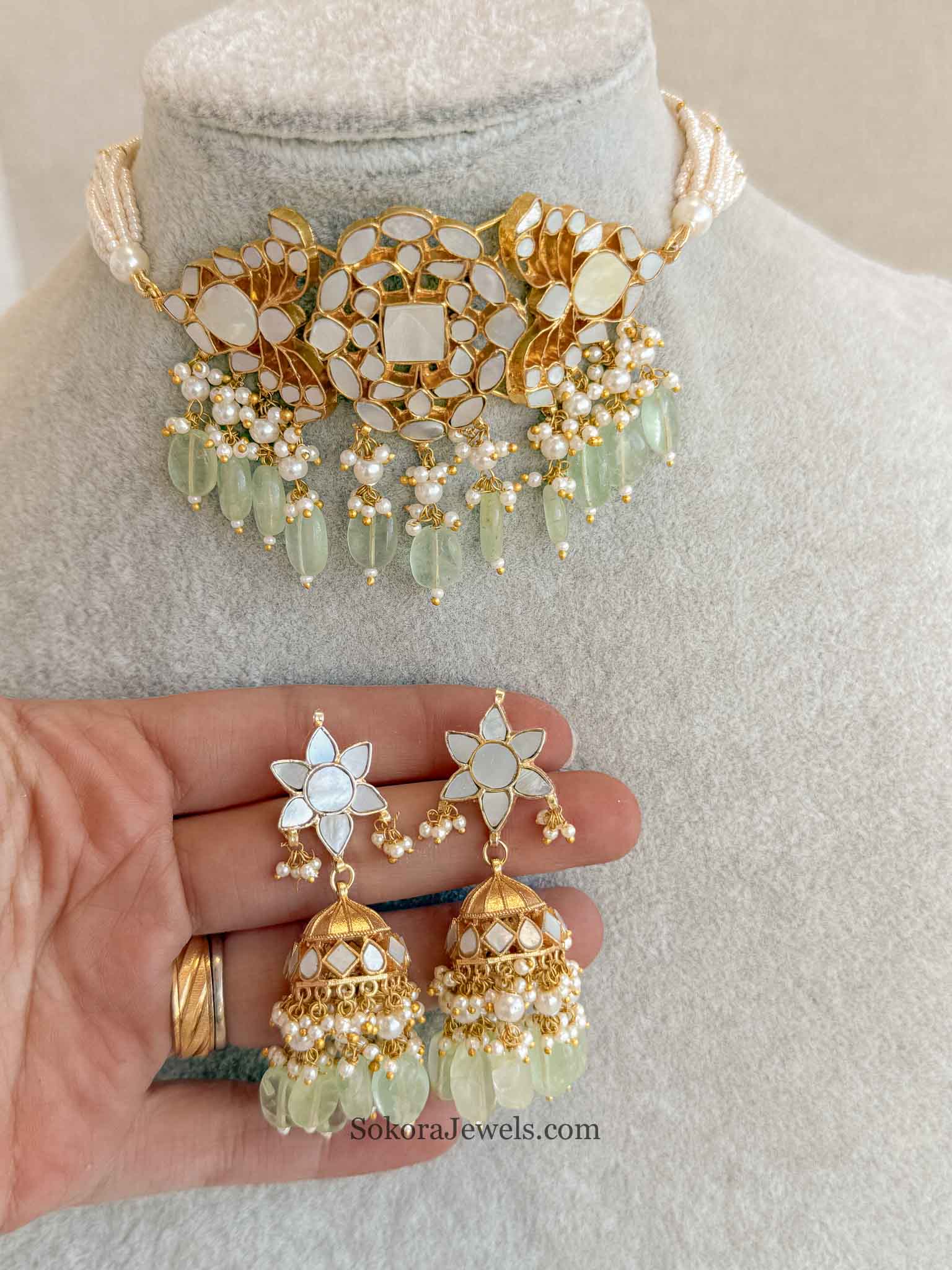 Gold plated Mother of Pearl Choker set