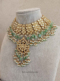 Gold Plated Heritage Kundan Bridal Jewellery Set – Green & Pearl