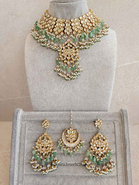 Gold Plated Heritage Kundan Bridal Jewellery Set – Green & Pearl